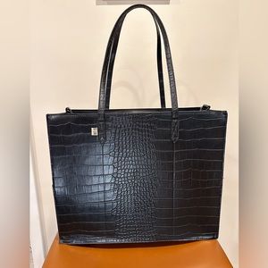 Beis The Large Work Tote in Black Croc